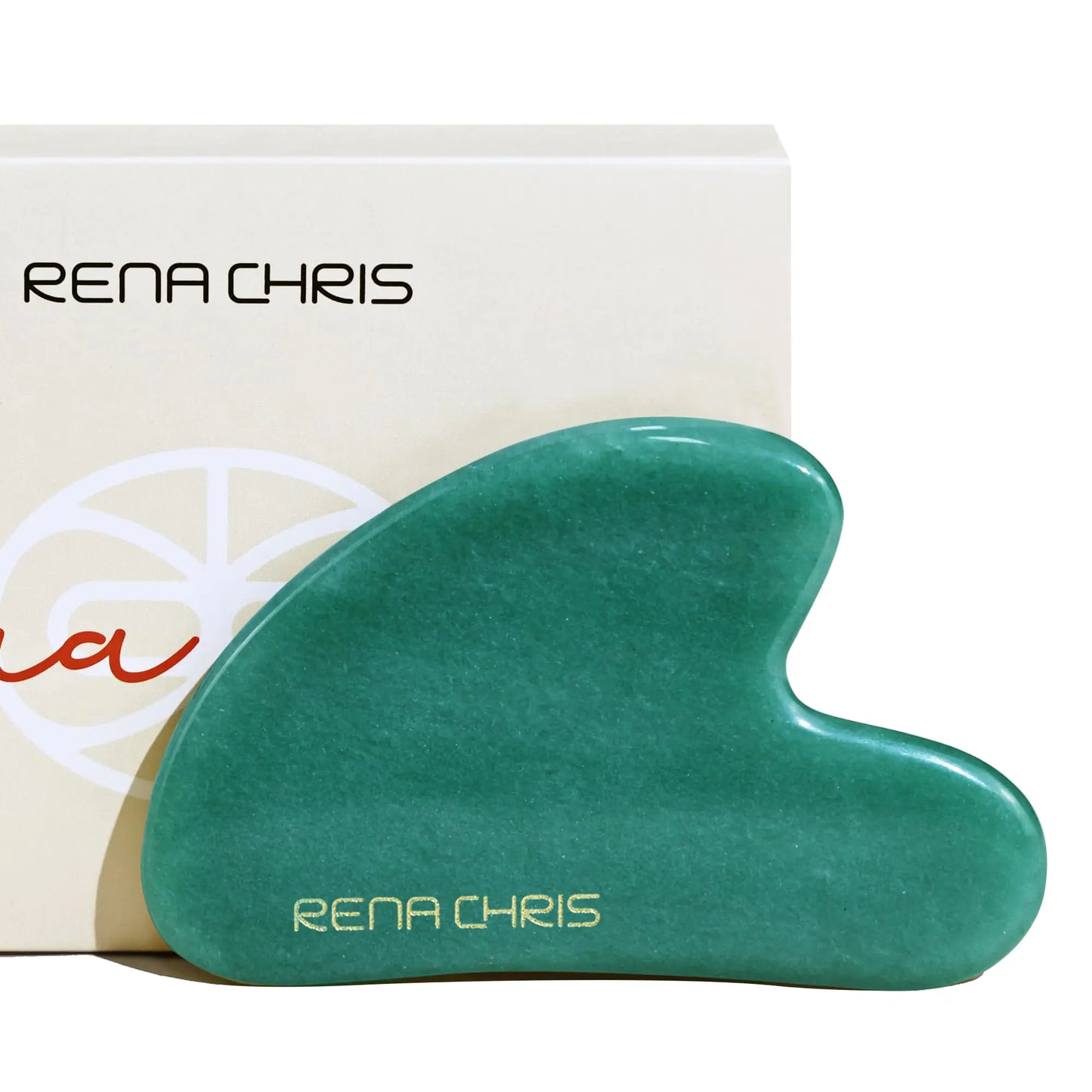 Rena Chris Gua Sha Facial Tools Green Jade Stone Guasha Tool for Acupuncture Manual Massage Sticks for Jawline Sculpting and Puffiness Reducing Gua Sha Facial Massage Tool Skin-Care Tool (Green)